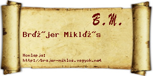 Brájer Miklós névjegykártya